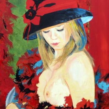 Malerei mit dem Titel "Elodie R" von Michèle Defrenne, Original-Kunstwerk, Öl