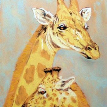 Painting titled "Giraffe" by Michèle Defrenne, Original Artwork, Oil