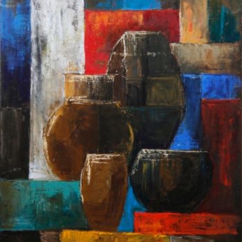 Painting titled "Still life with vas…" by Mikael Simonyan, Original Artwork