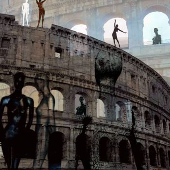Arte digital titulada "Colosseo Roma" por Art Moé, Obra de arte original, Trabajo Digital 2D Montado en Aluminio