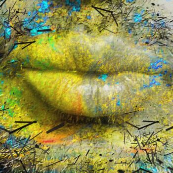 Цифровое искусство под названием "Lips" - Art Moé, Подлинное произведение искусства, Цифровой коллаж