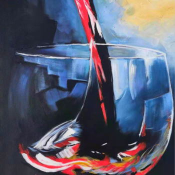 Painting titled "L’Art de-Vin n° 1" by Artmonica, Original Artwork, Oil