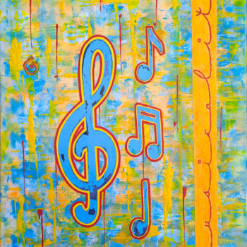 Painting titled "MUSICALITE" by Artmonyk, Original Artwork, Acrylic Mounted on Wood Stretcher frame