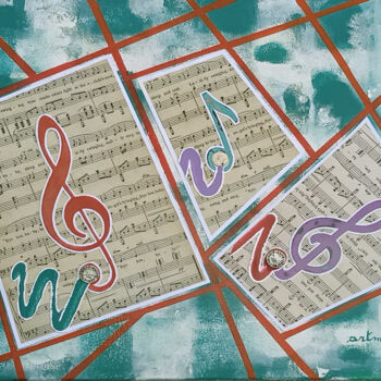 Painting titled "MORCEAUX DE MUSIQUE" by Artmonyk, Original Artwork, Acrylic Mounted on Wood Stretcher frame