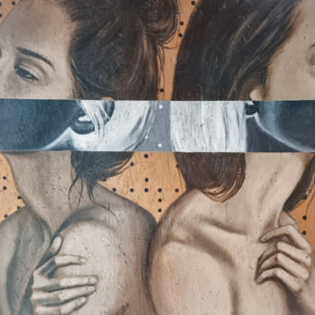 Malerei mit dem Titel "Close against" von Artmoods Tp, Original-Kunstwerk, Öl Auf Holzplatte montiert