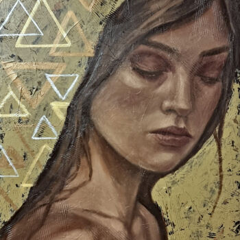 Malarstwo zatytułowany „Aigene. Absent” autorstwa Artmoods Tp, Oryginalna praca, Olej Zamontowany na Karton