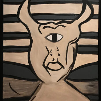Painting titled "« Mon Minotaure »" by Nasso, Original Artwork, Acrylic Mounted on Wood Stretcher frame