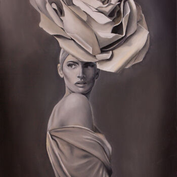 Peinture intitulée "Grey Lady" par Artnatcat, Œuvre d'art originale, Huile Monté sur Châssis en bois