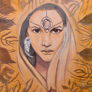 Schilderij getiteld "Mystic woman" door Artnatcat, Origineel Kunstwerk, Olie