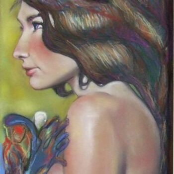 Painting titled "Brune sirène" by Nelly Bernet, Original Artwork