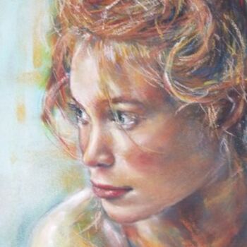 Schilderij getiteld "Jeune femme" door Nelly Bernet, Origineel Kunstwerk