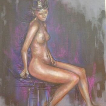 Painting titled "Nu mauve" by Nelly Bernet, Original Artwork