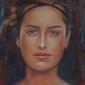 Painting titled "Portrait" by Nelly Bernet, Original Artwork