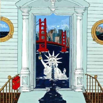Malerei mit dem Titel "Welcome USA  Réf/9" von Nicky Chauvet (Art-Nicky), Original-Kunstwerk, Acryl