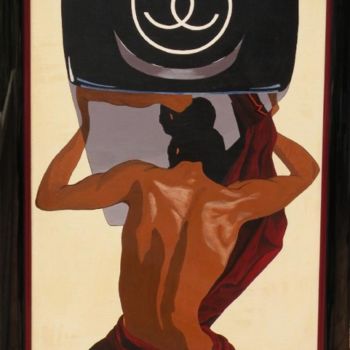 Malerei mit dem Titel "L'homme au parfum R…" von Nicky Chauvet (Art-Nicky), Original-Kunstwerk, Acryl Auf Keilrahmen aus Hol…