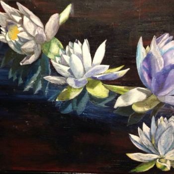 Painting titled "Lotus" by Ksenia Nikolaeva, Original Artwork, Oil