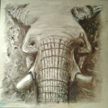 Painting titled "El elefante" by Ksenia Nikolaeva, Original Artwork, Oil