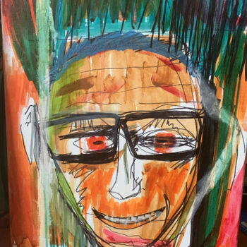 Peinture intitulée "L’homme aux lunettes" par Artnoo, Œuvre d'art originale, Acrylique