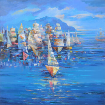 Ζωγραφική με τίτλο "Symphony of Sails" από Arto Mkrtchyan, Αυθεντικά έργα τέχνης, Λάδι Τοποθετήθηκε στο Ξύλινο φορείο σκελετό