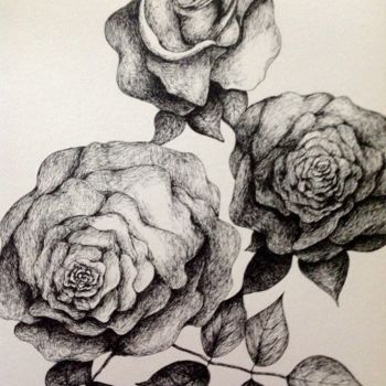 图画 标题为“Roses” 由Obrey, 原创艺术品, 墨