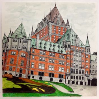 Painting titled "Château Frontenac,…" by Obrey, Original Artwork, Watercolor