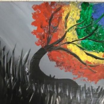 Painting titled "Rainbow storm" by Rachel Daga, Original Artwork, Acrylic
