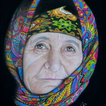 Pintura titulada "Azerbaijani woman" por Federico Scomazzon Portraitist, Obra de arte original, Pastel