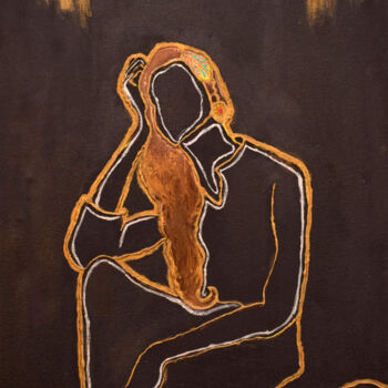 Pittura intitolato "Self Line Art portr…" da Sohaina Ansari, Opera d'arte originale, Acrilico