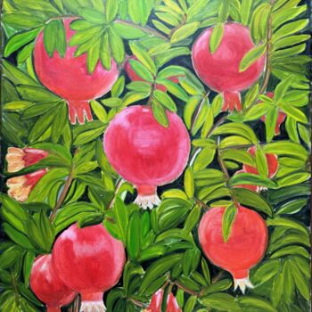 Painting titled "Pomegranate tree" by Artoghrul, Original Artwork, Oil