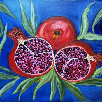 Painting titled "Three pomegranates" by Artoghrul, Original Artwork, Oil