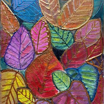 Peinture intitulée "Golden leaves" par Artoghrul, Œuvre d'art originale, Huile