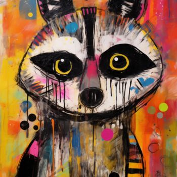 Arte digitale intitolato "Sly Raccoon" da Artopia By Nick, Opera d'arte originale, Pittura digitale