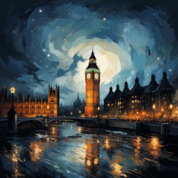 Arte digitale intitolato "“London Night”" da Artopia By Nick, Opera d'arte originale, Pittura digitale