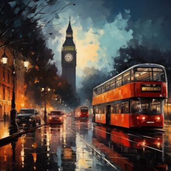 Digitale Kunst getiteld "“London’s Glow”" door Artopia By Nick, Origineel Kunstwerk, Digitaal Schilderwerk