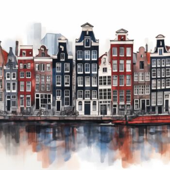 Arts numériques intitulée "“Amsterdam Reflecti…" par Artopia By Nick, Œuvre d'art originale, Peinture numérique