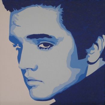 Pittura intitolato "Elvis in Blue" da Lynda Pedley, Opera d'arte originale