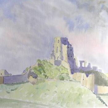 Peinture intitulée "Corfe Castle" par Lynda Pedley, Œuvre d'art originale, Huile