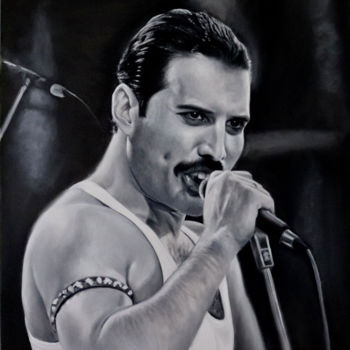Painting titled "Freddie Mercury.jpg" by Paulina Mackiewicz, Original Artwork, Oil