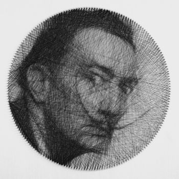 Art textile intitulée "Salvador Dali Strin…" par Andrey Saharov, Œuvre d'art originale, String Art