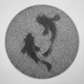 Art textile intitulée "Carp Duality / Two…" par Andrey Saharov, Œuvre d'art originale, String Art
