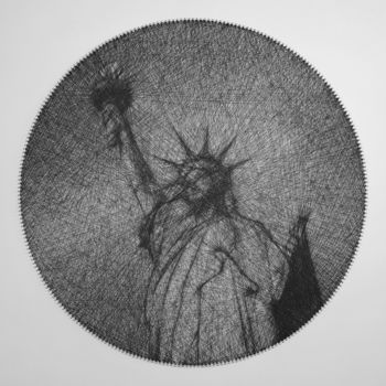 Painting titled "Statue of Liberty S…" by Andrey Saharov, Original Artwork, String Art