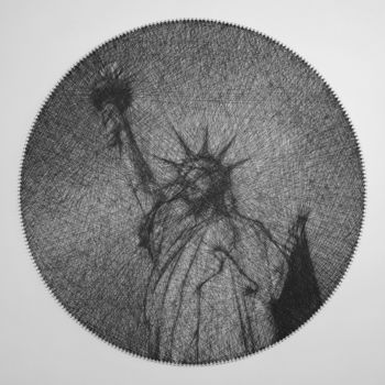 Malerei mit dem Titel "Statue of Liberty S…" von Andrey Saharov, Original-Kunstwerk, Schnur Kunst