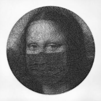 「Mona Lisa Smile 2020」というタイトルの絵画 Andrey Saharovによって, オリジナルのアートワーク, ストリングアート