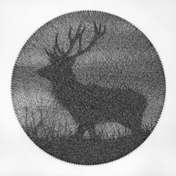 Pittura intitolato "Deer String Art / R…" da Andrey Saharov, Opera d'arte originale, Filo