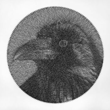 Картина под названием "Raven" - Andrey Saharov, Подлинное произведение искусства, Нить