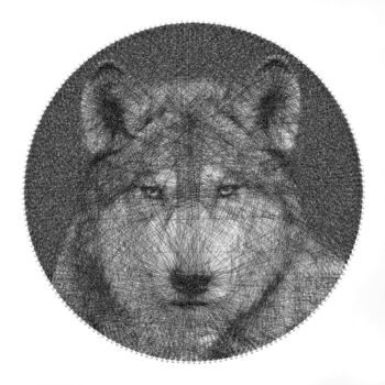 绘画 标题为“Wolf Totem Animal” 由Andrey Saharov, 原创艺术品, String Art