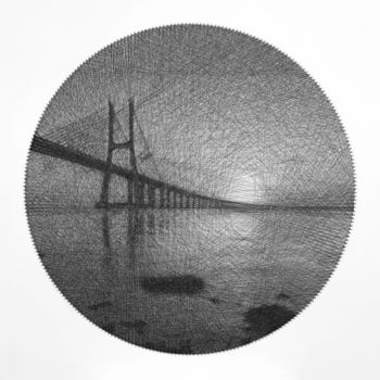 Картина под названием "Bridge" - Andrey Saharov, Подлинное произведение искусства, String Art