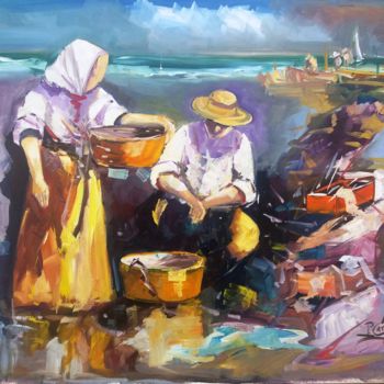 Peinture intitulée "pescadores 2" par Pedro Castaño Gallardo, Œuvre d'art originale, Huile Monté sur Châssis en bois