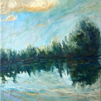 Peinture intitulée "l'étang de l'Ursine" par Pierre Petrel, Œuvre d'art originale, Huile