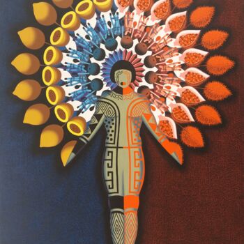 Painting titled "Pintura indígena-Pr…" by Francimar Barbosa, Original Artwork, Acrylic
